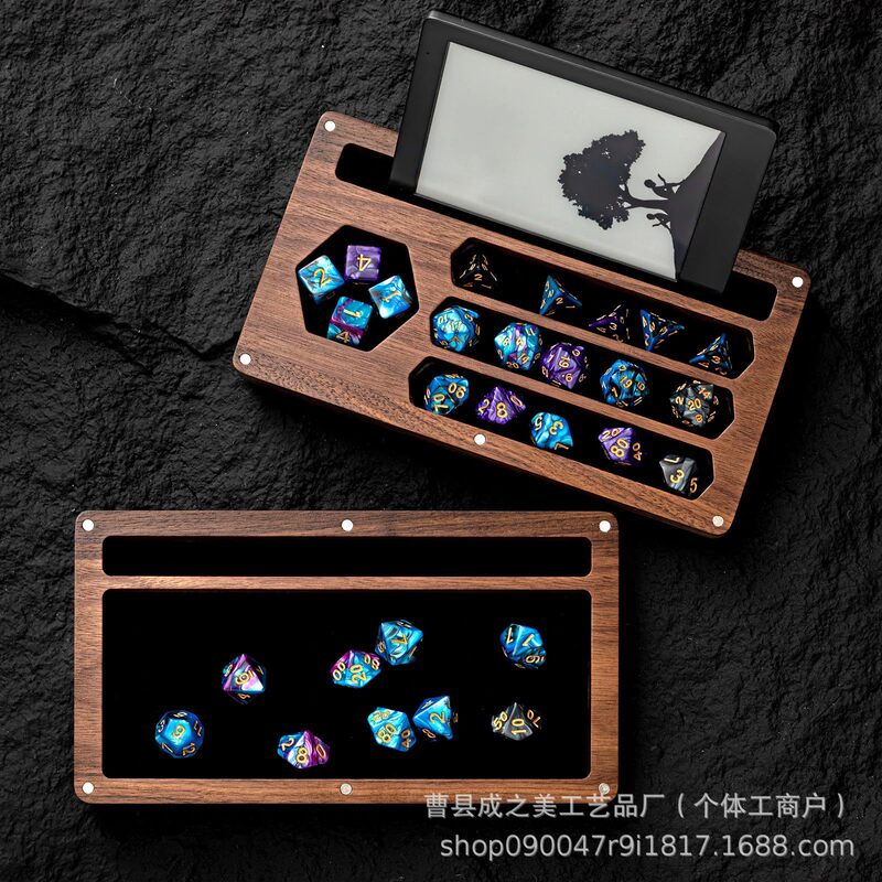 Customizable Wood Grain Color Dice Box, Wooden Dice Tray with Storage, Phone and Tablet Stand, Magnetic Storage Box Customizable Wood Grain Color Dice Box, Wooden Dice Tray with Storage, Phone and Tablet Stand, Magnetic Storage Box