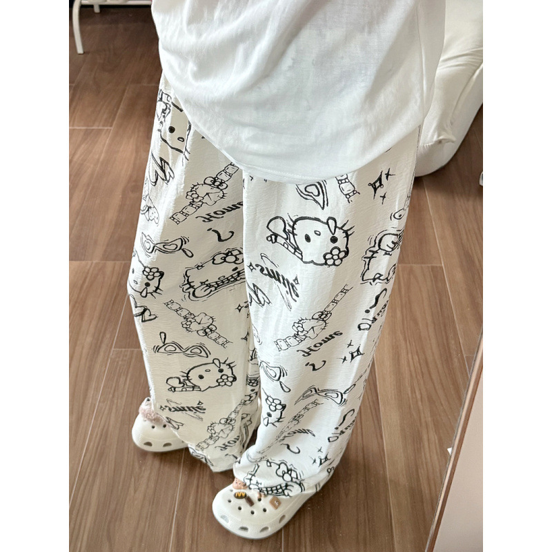 哈喽kitty睡裤遛弯裤空调裤家居裤女夏休闲裤宽松可爱卡通可外穿