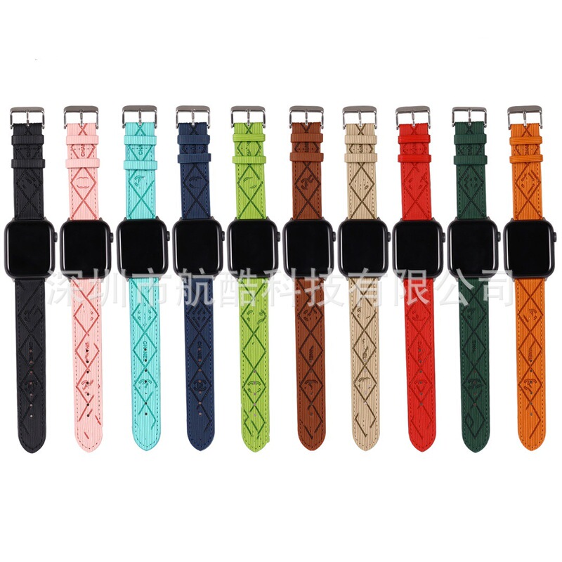 Suitable for Apple Smart Watch Apple Iwatch98765432Se Rhombus Pattern Leather Replacement Strap Suitable for Apple Smart Watch Apple Iwatch98765432Se Rhombus Pattern Leather Replacement Strap