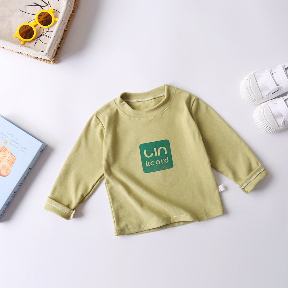 Camiseta interior personalizada para niños, top para niños, ropa interior para niñas, camiseta de manga larga para otoño e invierno, camiseta de cuello alto, cuello medio alto.