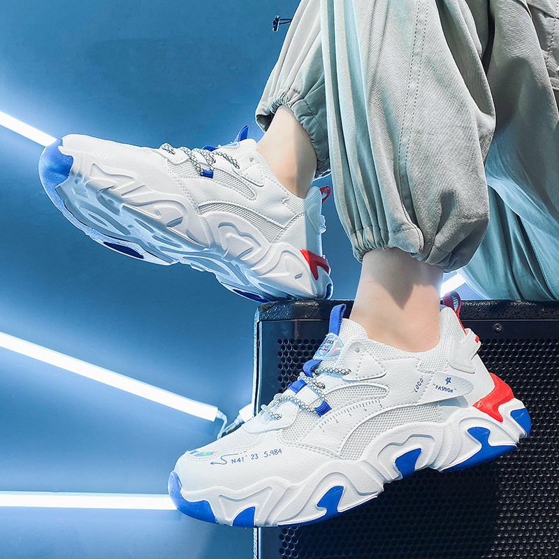 2022春夏透气网面鞋青年潮鞋休闲男士厚底鞋子学生软底跑步运动鞋|ru