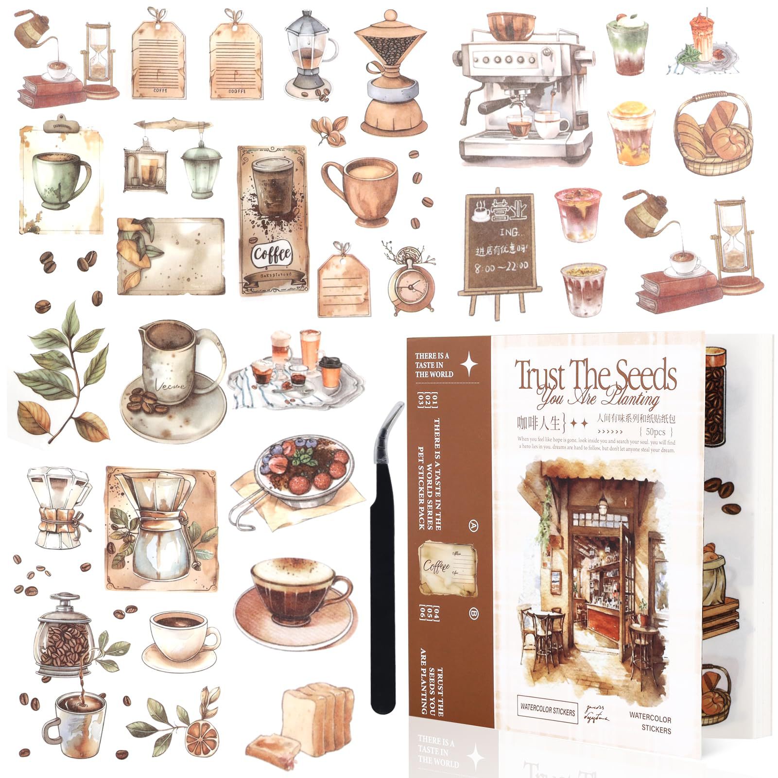 Amazon Hot Sale Creatividad Vintage Sen Papelería Pegatinería Libro Decoración encantadora Set