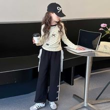 女大童长袖t恤春秋款新款儿童蝴蝶结设计感秋季上衣女宝宝打底衫