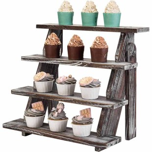 European Retro Dessert Table Wooden Cake Stand Living Room Multi-Layer Fruit Wooden Plate Forest Wedding Afternoon Tea Snack Stand