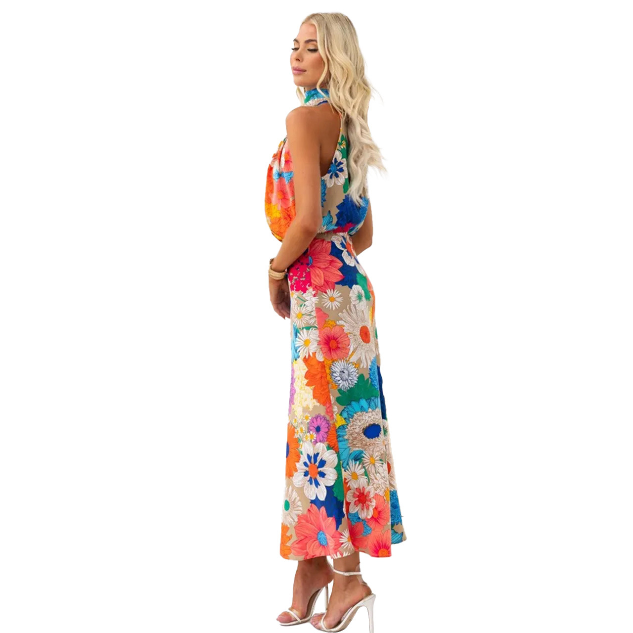 Vacation Style Wholesale Women's Vacation Flower Holiday Round Neck Sleeveless Sheath Dress