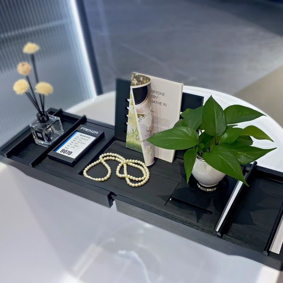 Bamboo Bathtub Rack Multi-Functional Bath Mobile Phone Tablet Holder Bathroom Bathtub Storage Bathtub Storage Rack