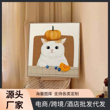 北欧ins风猫咪装饰画治愈系卡通萌猫餐厅壁画桌面摆画儿童房挂画