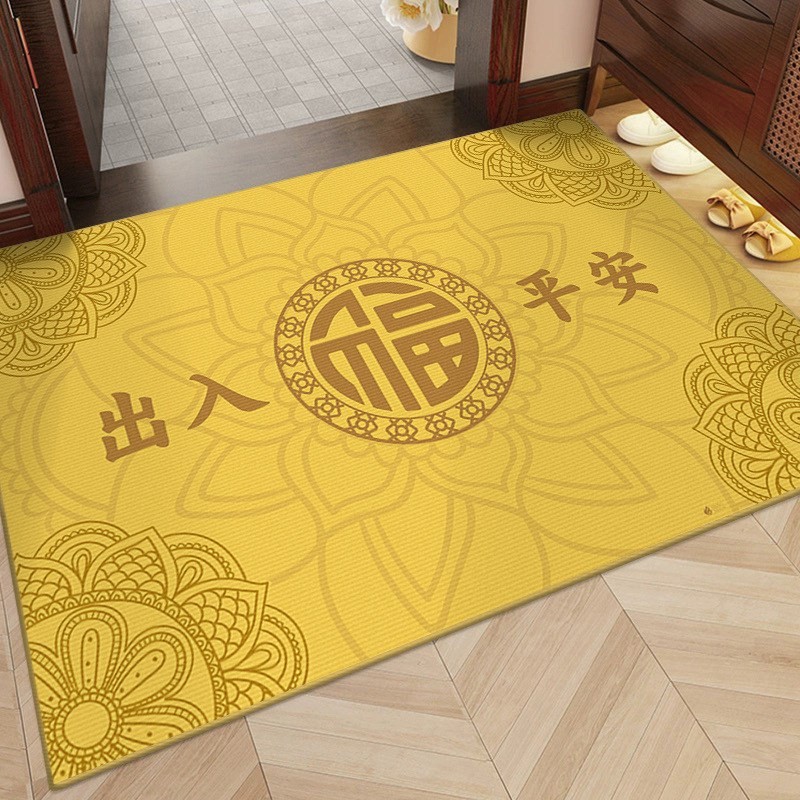 复古金色入户门地垫进门门口吸水可裁剪防滑脚垫除尘水晶绒地垫