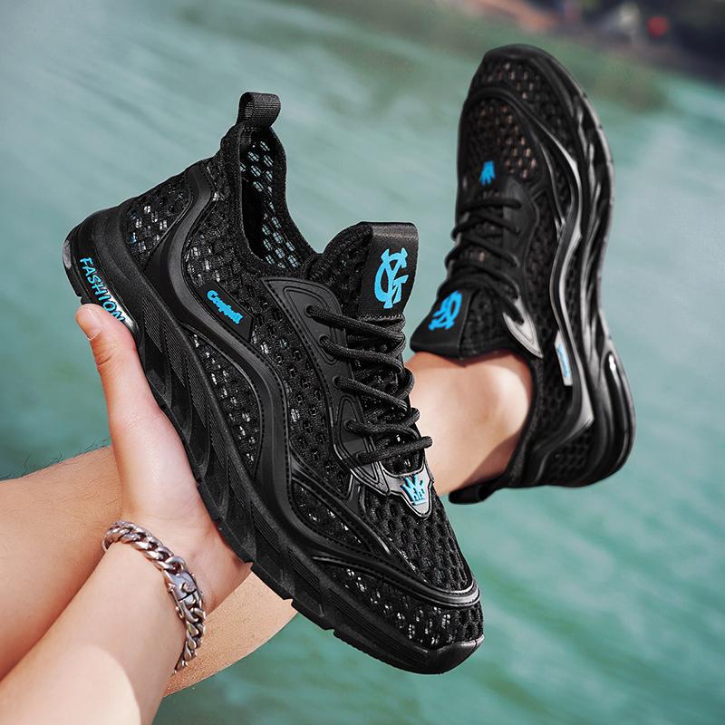 Generación de temblores, zapatillas de deporte, zapatos de río arriba, zapatos de vadeo, zapatos de red grandes de secado rápido, zapatos huecos, zapatos deportivos de malla transpirables, zapatos de moda, zapatos de hombre