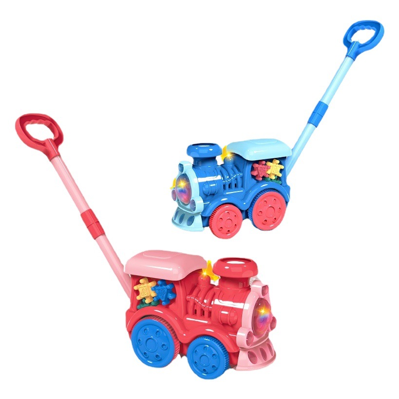 Máquina de burbujas puesto al por mayor TikTok mismo pequeño tren automático máquina de burbujas música carro ligero juguete