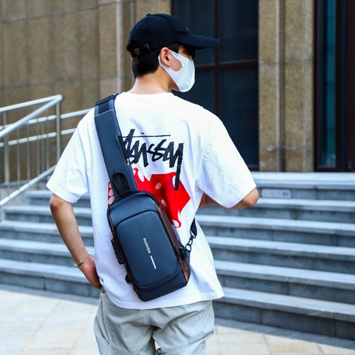 Fashion Multifunctional Password Lock Crossbody Bag Anti-Theft Outdoor Casual Unisex Single Shoulder Motorcyclist Bag