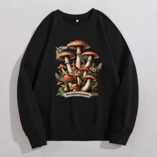 外贸圆领卫衣蘑菇长袖宽松休闲上衣 速卖通衣服跨境货源亚马逊