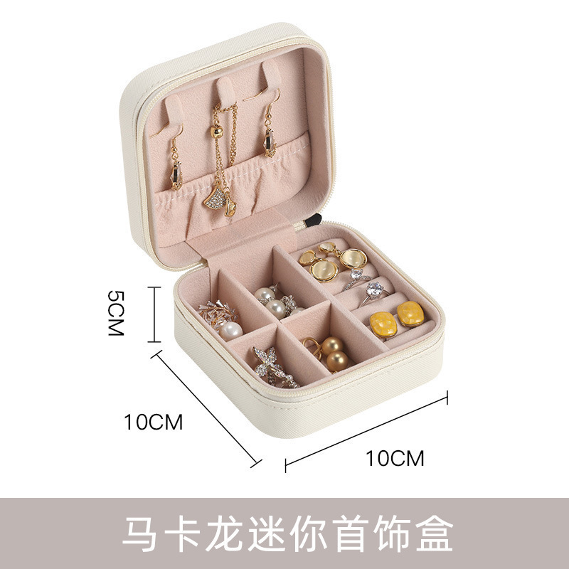 Transfronteriza mini caja de joyas portátiles pequeñas en la caja de joyas pu simple viaje collar pernos caja de joyas caja de almacenamiento