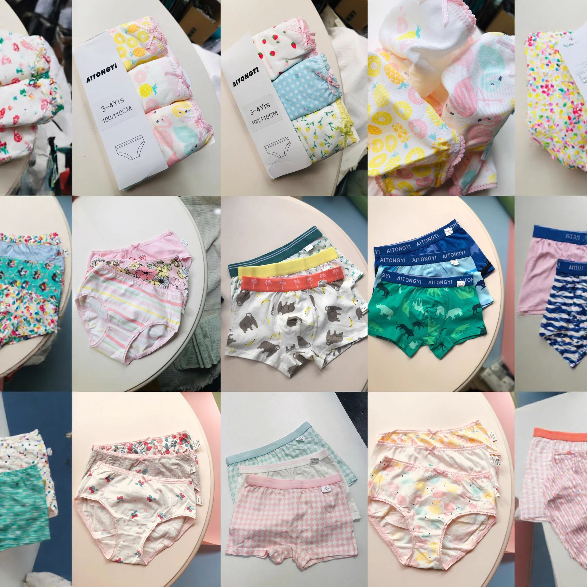 Foreign Trade Children's Underwear N Brand Original Fabric 3-Pack Pure Cotton Boys and Girls Big Kids Bagged Shorts Available for Dropshipping