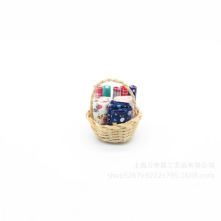 1:12Dollhouse Doll House Mini Artificial Home Furnishings [Fabric Small Basket] Sewing Series