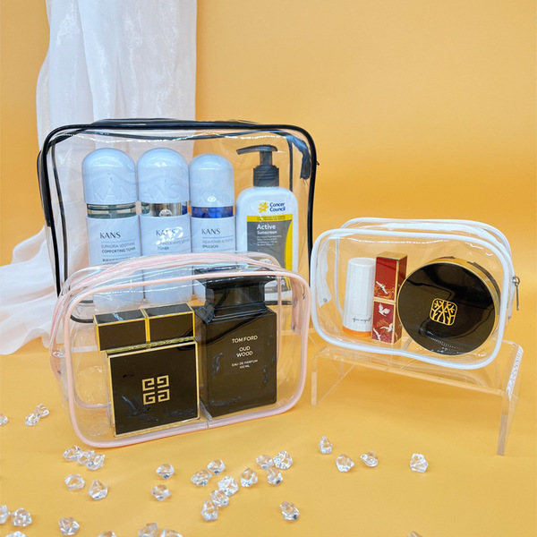 Transparent high quality capacious cosmetic bag PVC