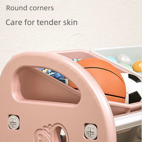 Toy picture book storage rack, children's floor-standing storage shelf, building block plastic storage cabinet, three-layer clutter organizing basket