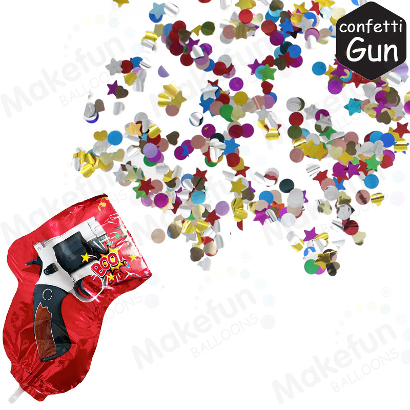 12PCs Internet Celebrant Fun Sequin Pistol Shape Wedding Birthday Party Decoration Separate Packaging Aluminum Film Balloon