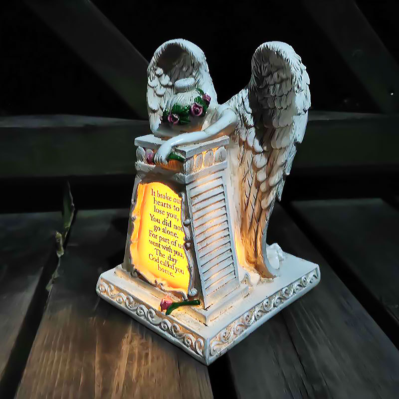 Lámpara solar decoración Ángel lámpara hogar al aire libre Ping creativo decoración resina paisaje escultura regalo