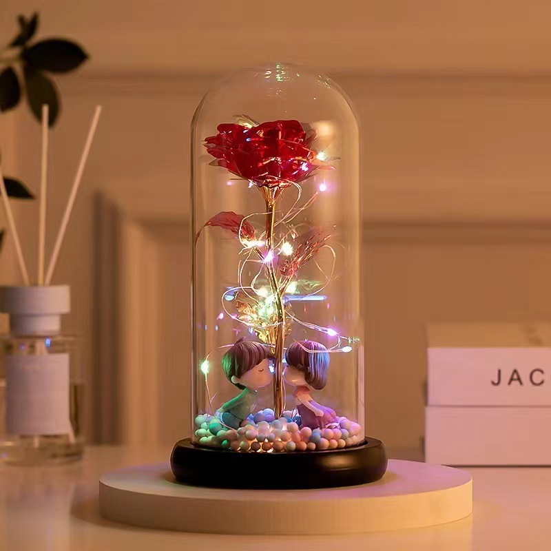 Día de San Valentín chino para esposa, novia, novia, cumpleaños, colorido, colorido, rosa, oro, rosa, flor de simulación romántica