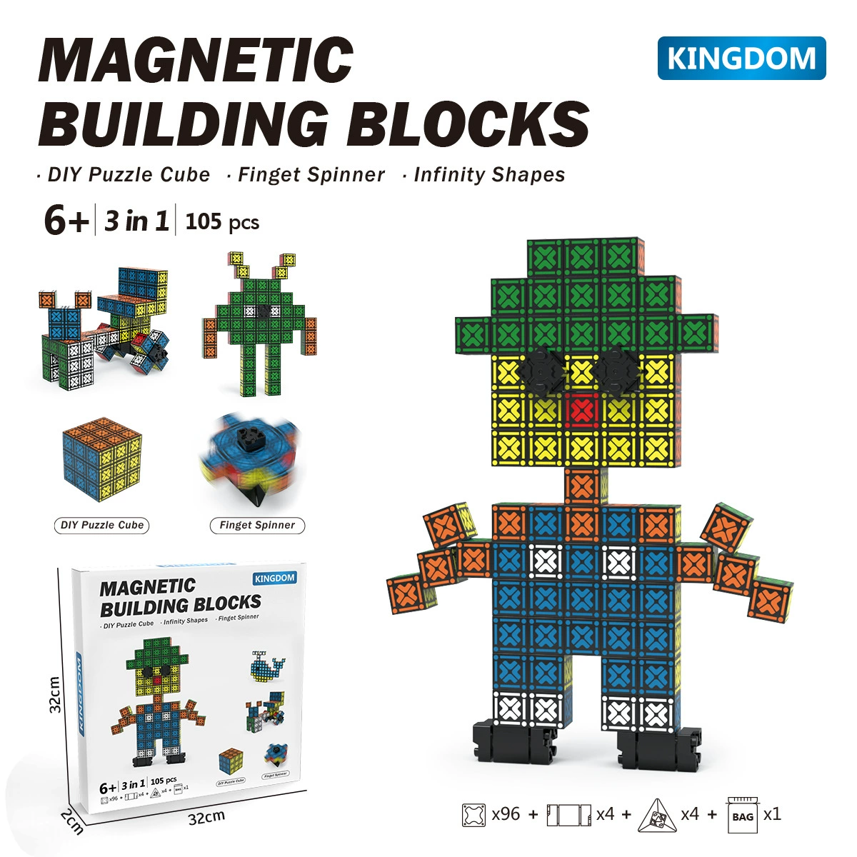 Магнитный конструктор, вращающаяся вертушка-обычный топ для пальца, игрушка, новый сборник
