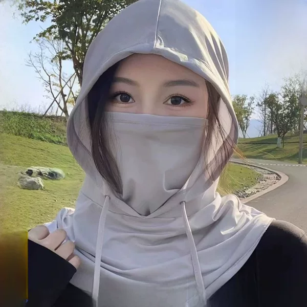 2025 Men's Sun Protection Face Mask Hat Integrated Neck Guard Full Face Uv Protection Cycling Headgear Ice Silk Neck Gaiter for Men