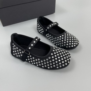 Cross-border popular girls' single-layer shoes princess shoes soft bottom Spring and Autumn new Velcro children's Crystal Shoes ballet dance shoes