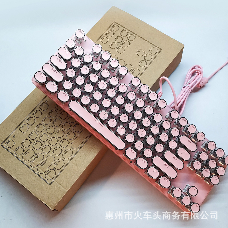 [ロシア語キーボード] レトロラウンドスチームパンクノブメカニカルキーボードクロスボーダー直販87/104キー在庫あり|undefined