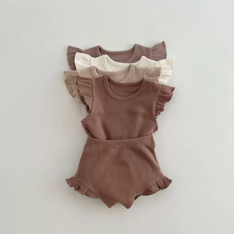 Летняя хлопковая футболка для девочки, bodysuit, детский комплект