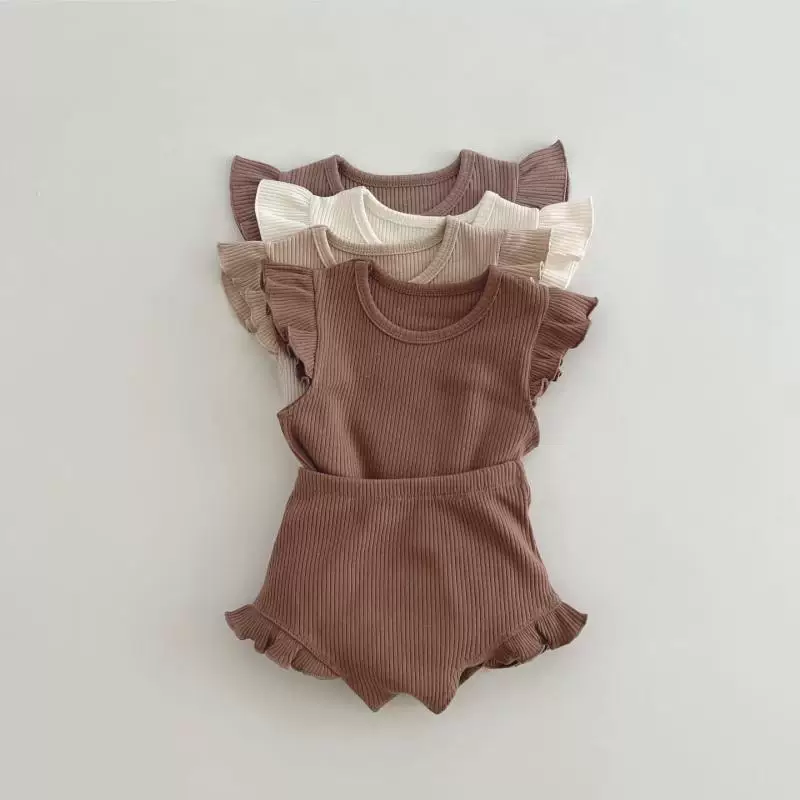 Летняя хлопковая футболка для девочки, bodysuit, детский комплект