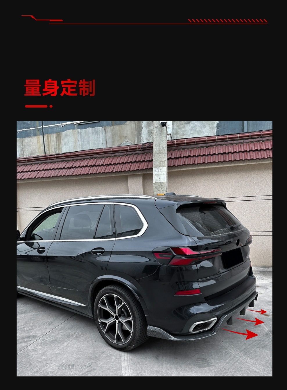 Suitable for 2019+ Bmw X5 G05 m Sport Black Warrior Rear Spoiler Corner Rear Lip Tail Lip Modification