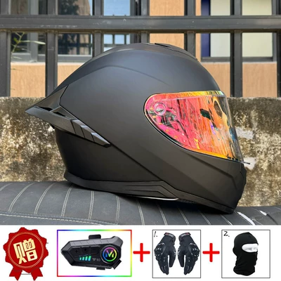 Motosiklet kaskı (dəbilqə): Helmet, New National Standard 3C Certification - matte-black-iridescent-red-night-vision-compatible-y10-soft-microphone-includes-clear-lens-s
