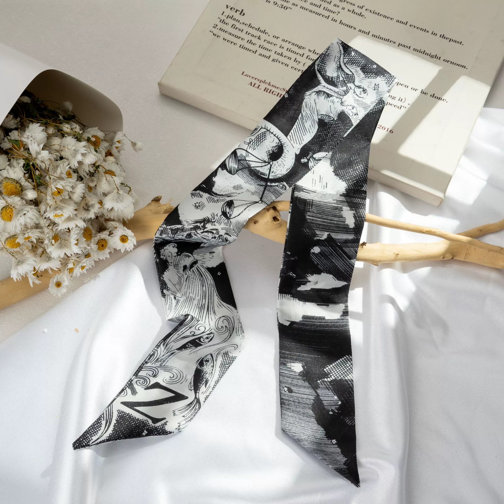 Silk Scarf Hairband (Suhang) long streamer 89×3.8 cm, lightweight gift box option