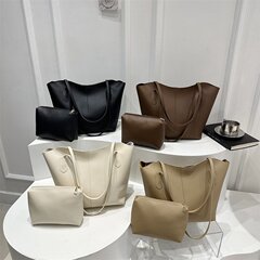 トートバッグ PU 無地 レトロ ヨーロッパとアメリカのショルダーバッグ 大容量 通勤 カジュアルバッグ 脇の下 シンプルバッグ レディースバッグ