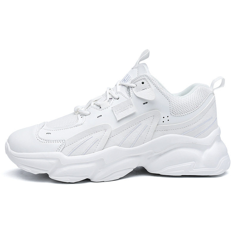 Men's dad shoes, trendy 2026 new autumn collection, breathable, thick-soled, height-increasing, white casual sneakers for couples