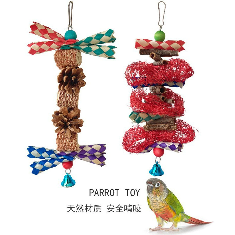Игрушка-попугай пион Xuanfeng игрушка птица разрыв повреждение цвет соответствие тканая полоса люфа сосновый фрукт принадлежности для попугаев