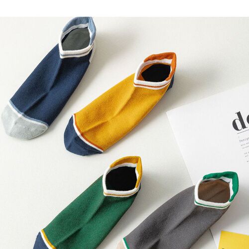 Socks Men's Short Socks Sweat-Absorbent Breathable Short Solid Color Cotton Socks Spring and Summer Thin Low-cut Sports Mesh Men's Boat Socks Trendy
