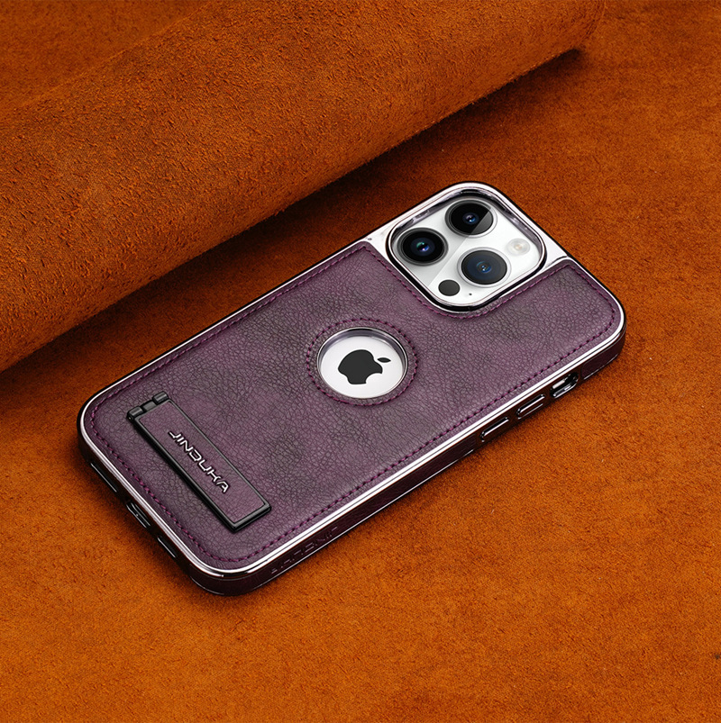 Ốp lưng da mạ điện kim loại cao cấp cho iPhone 16/17 Pro Max — [Da mạ đen] Giá đỡ lỗ lớn, [Da mạ điện màu nâu] Giá đỡ lỗ lớn, [Da mạ màu xanh] Giá đỡ lỗ lớn, [Da mạ điện màu tím] Giá đỡ lỗ lớn chi tiết 14