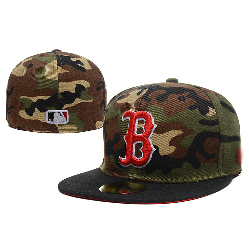 Comercio exterior transfronterizo Gorra de béisbol MLB Gorra de ala plana de camuflaje Liga de deportes americanos Gorra cerrada Tamaño de moda Gorra plana