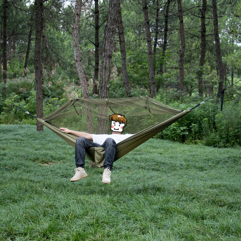 防蚊蚊帐吊床户外野营全自动速开防侧翻防晒单双人带蚊帐秋千吊床