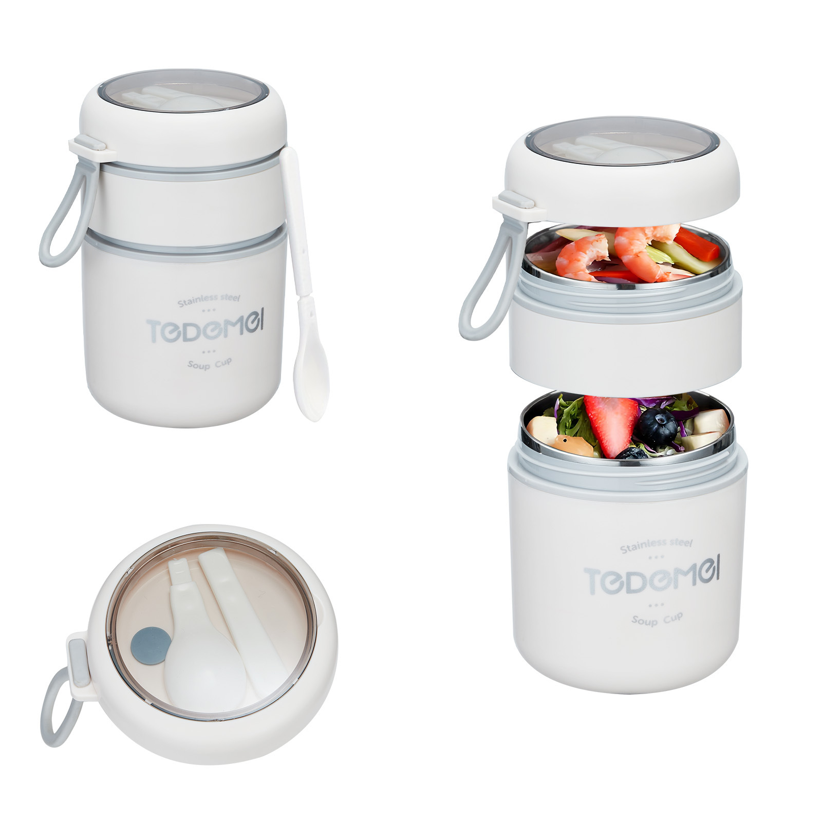 Taza redonda de sopa con aislamiento de acero inoxidable, taza de desayuno, taza de avena, taza de agua con leche, mini olla de sopa de reemplazo de comidas para trabajadores de oficina portátil