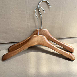 服装店防滑无痕橡胶木衣撑裤夹胡桃色实木架防掉木质衣挂