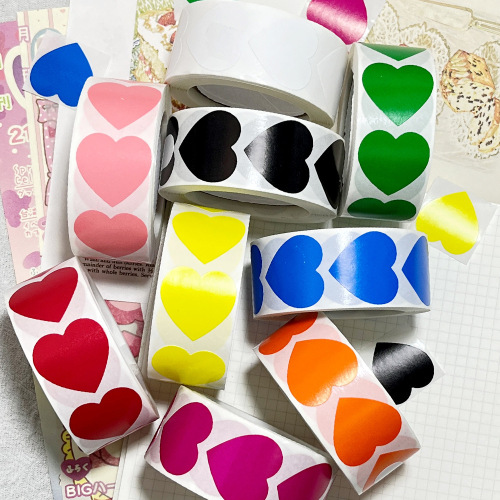Manufacturer wholesale foreign trade blank love stickers self-adhesive rolls of heart-shaped sticker labels 500 pieces/roll