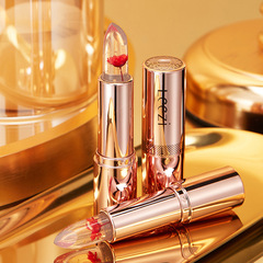 Leezi莉茲鮮花花瓣口紅溫變帶花口紅變色果凍唇膏不易沾杯