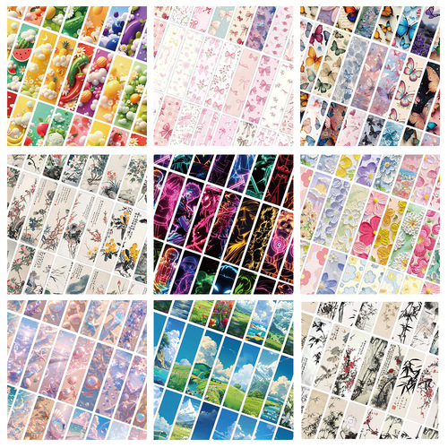 Original 100 Designs of Chinese Ink Wash Painting Bookmarks, 24 Pieces, Student Reading Annotation, High-Quality Cultural and Creative Paper Gift