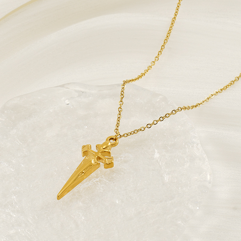 Europa y América cruzada simple retro collar de cruz mujer moda universal hombre y mujer colgante de acero inoxidable collar de clavícula mujer