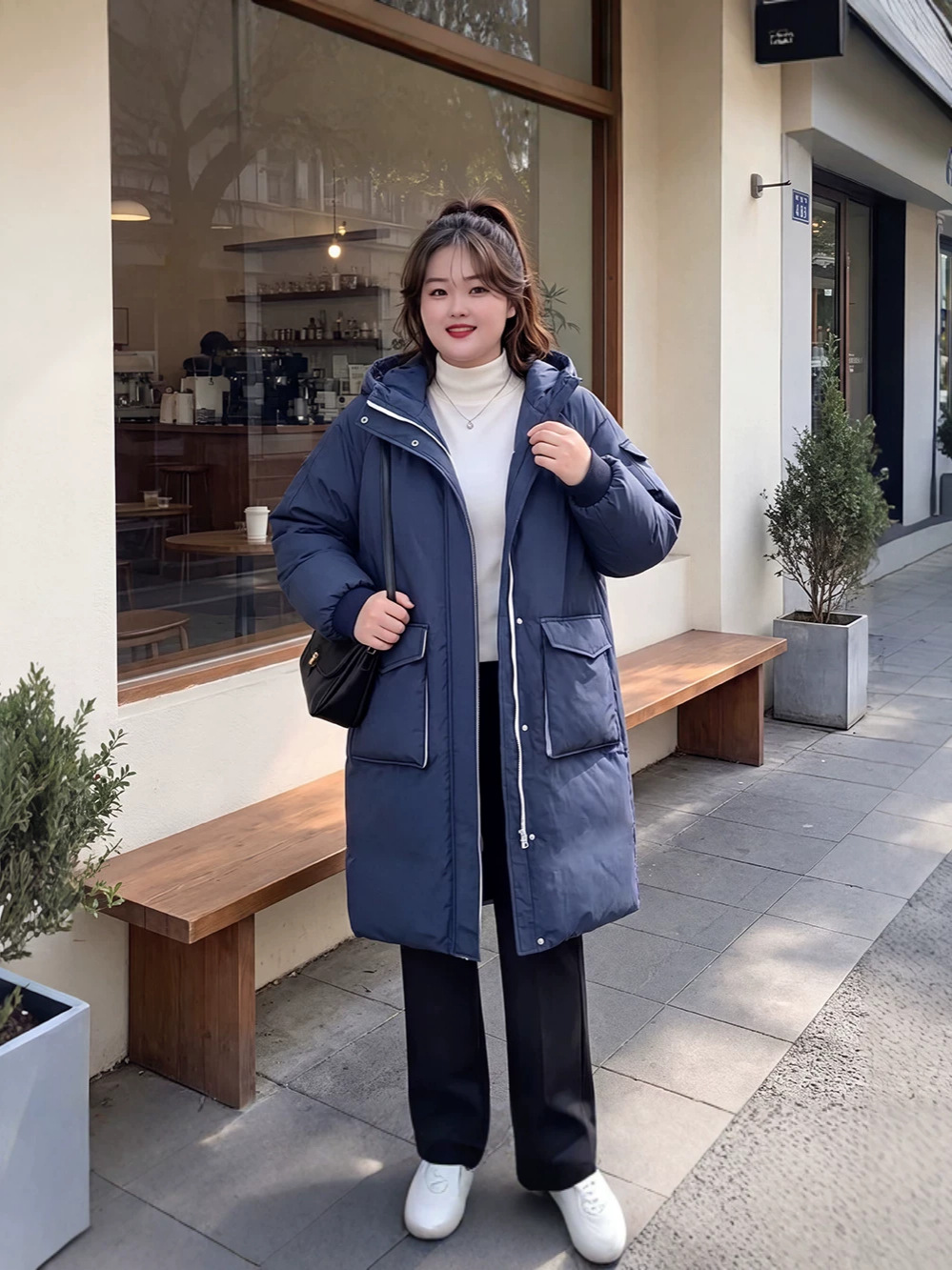 65-160kg Plus-Size Women's Thickened Mid-Length Cotton Coat for Autumn and Winter, Suitable for Slightly Plump Women, Reversible Over-The-Knee Coat 65-160kg Plus-Size Women's Thickened Mid-Length Cotton Coat for Autumn and Winter, Suitable for Slightly Plump Women, Reversible Over-The-Knee Coat