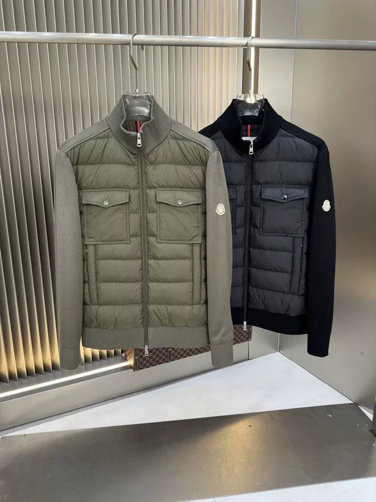 New European style knitted sweater combined with casual down jacket for men, made with white duck down, warm, stylish, and slim-fitting down coat
