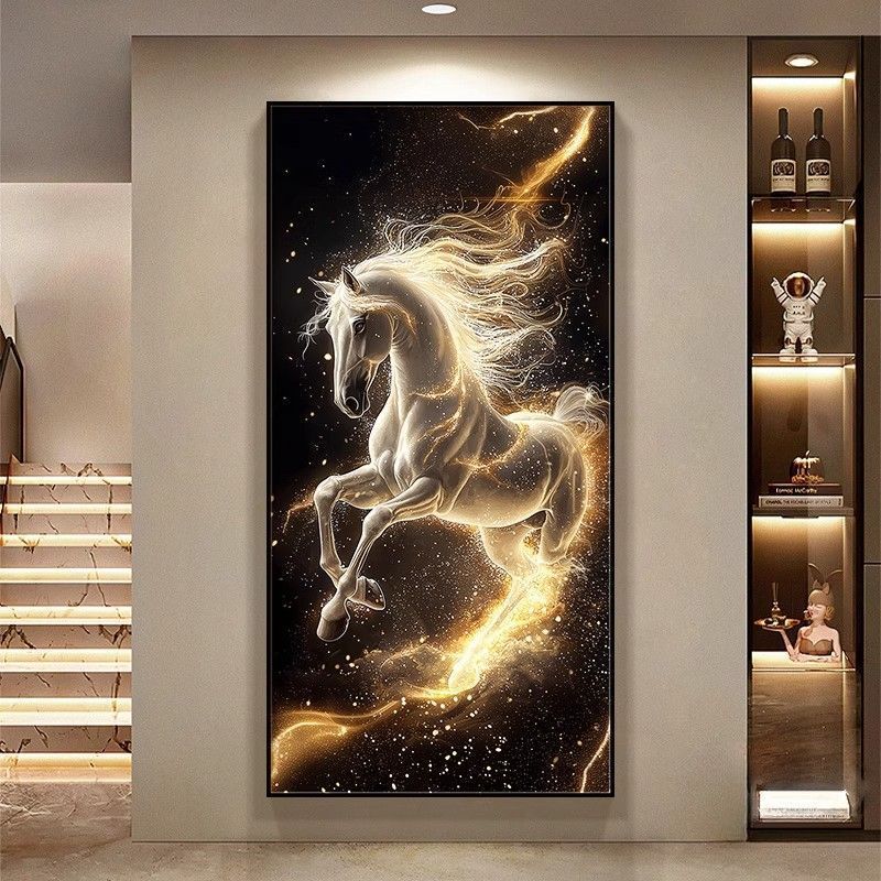 Salón de estar a través de la pared del portal al final de la decoración exitosa pintura en el pasillo colgar pintura de la atmósfera pintura vertical de alta calidad