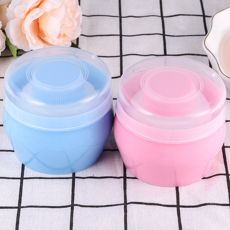 Amazon venta caliente soplo de polvo de felpa para bebés fugas de polvo automático soplo de polvo de talco para recién nacidos soplo de polvo automático para bebés